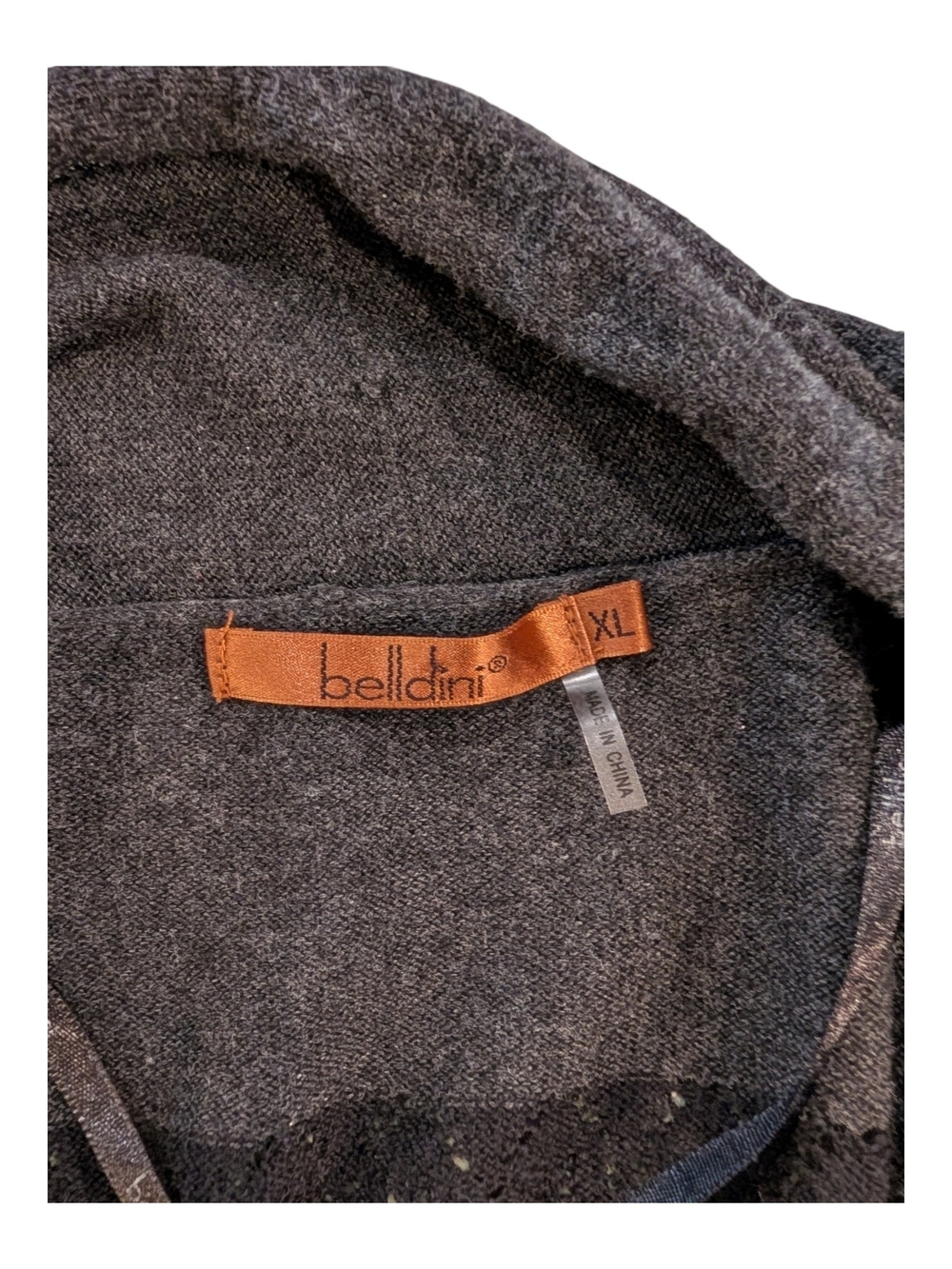 Belldini Women's Open-Front Striped Gray Cardigan - Picture 3 of 5